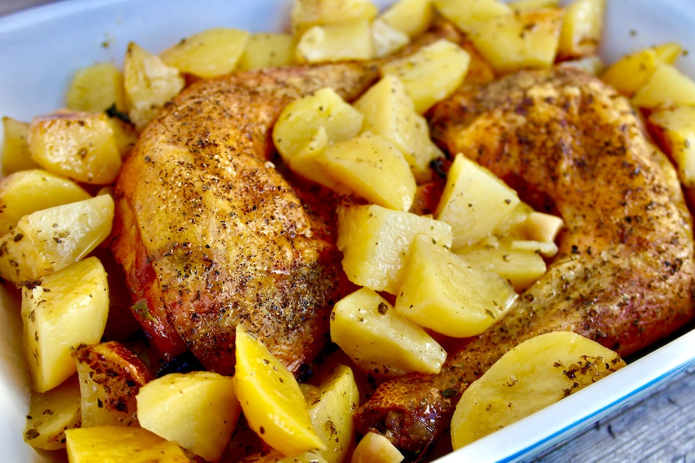 Greek Roasted Lemon Chicken with potatoes