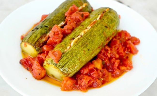 Roasted zucchini and tomatoes