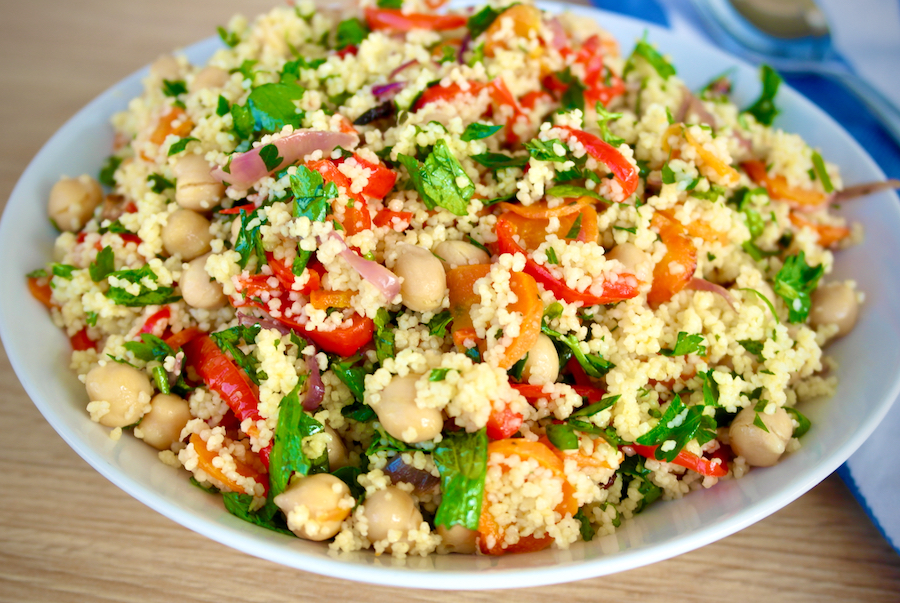 Roasted Vegetable and Chickpea Couscous and herbs